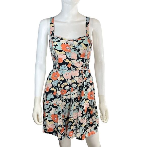 Kimchi Blue Women’s Medium Hawaiian Print Floral Ruched Mini Dress Sleeveless - Picture 11 of 11